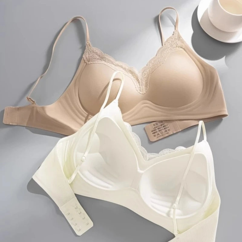 Underwear Women's Summer Thin Small Chest Thick Push-up Big Invisible Seamless Spaghetti Strap Bra Jelly Back Bras 2026