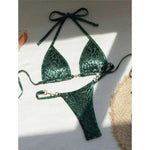 S- XL Leopard Halter Mini Micro Thong Bikini Women Swimwear Female Swimsuit Two-pieces Bikini Set Bather Bathing Suit Swim V5207