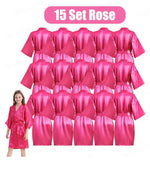 6-15Pcs Multicolors Spa Robes for Girls Spa Birthday Kimono for Girls Soft Silk Satin Slumber Sleepover Pyjama Party Supplies