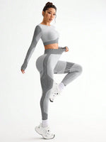 2pcs Hot-selling New Sports Tight Running Breathable Seamless Yoga Suit Women's Outdoor Fitness Suit Women's