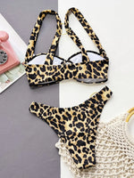 2026 Sexy Bikini Women Push Up Leopard Print Metal Circles Swimwear Swimsuit Bikinis Set Bathing Suit Beach Bikini Female New