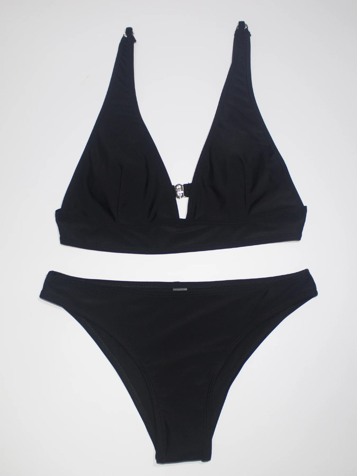 Ladies Bikini Set V-Neck Back Strap Design Adjustable Shoulder Straps High Waist Swimsuit Perfect for Beach And Pool