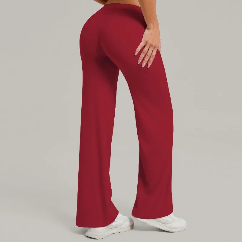 Women's Pilates Straight Yoga Pants Leggings Versatile Loose Wide-Leg Running Sports Fitness Hip-Lifting High Waist Trousers