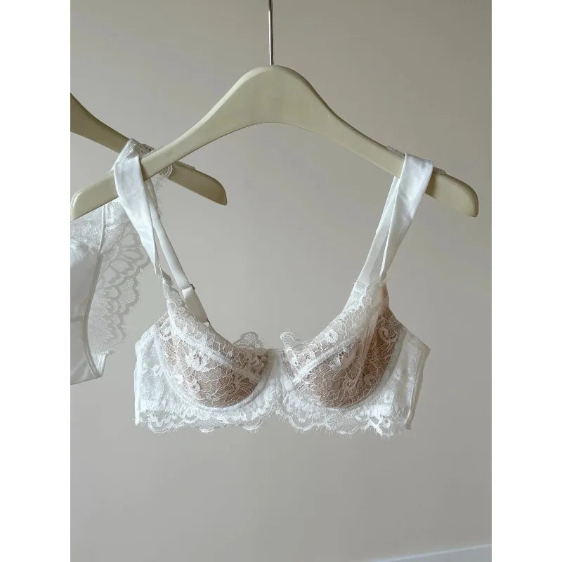 French Lace Minimizer Bra Set Large Bust | U-Plunge Push Up Anti-Sagging Sexy Underwear | Summer NewHot Sale MOYISU Panty Set