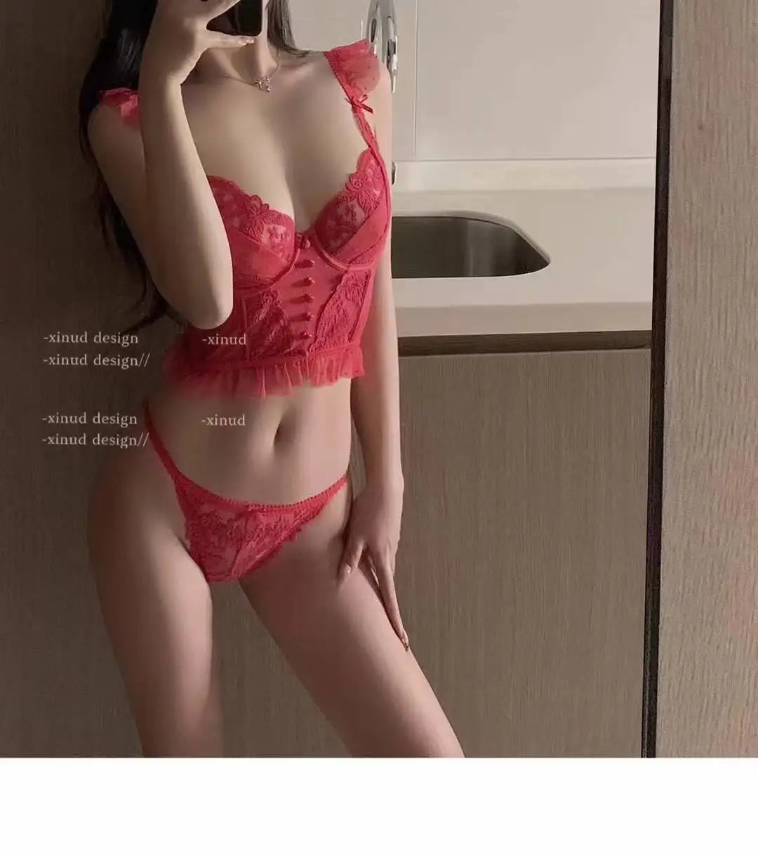 Tanga Dentelle Française Noël Pure Desire Transparent Fente Haute Sans Retirer Érotique T Pant Confort Taille S-XL MOYISU AB