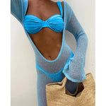 3 Pieces Women's Sexy Bikini Set 2025 New Swimwear Long Dress Cover up Female Beachwear Bathing Suit Summer Swimming Outfit