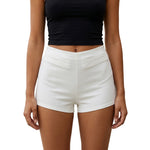 Women Summer Slim Fit Shorts with Pockets Elegant Solid Color Low Rise Mini Shorts for Beach Daily Wear