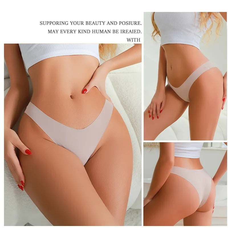 3PCS Seamless Brazilian Panties Ultra-thin Maillard panties Women Ice Silk Underwear Sexy Panty Low Waist G-string Female Solid