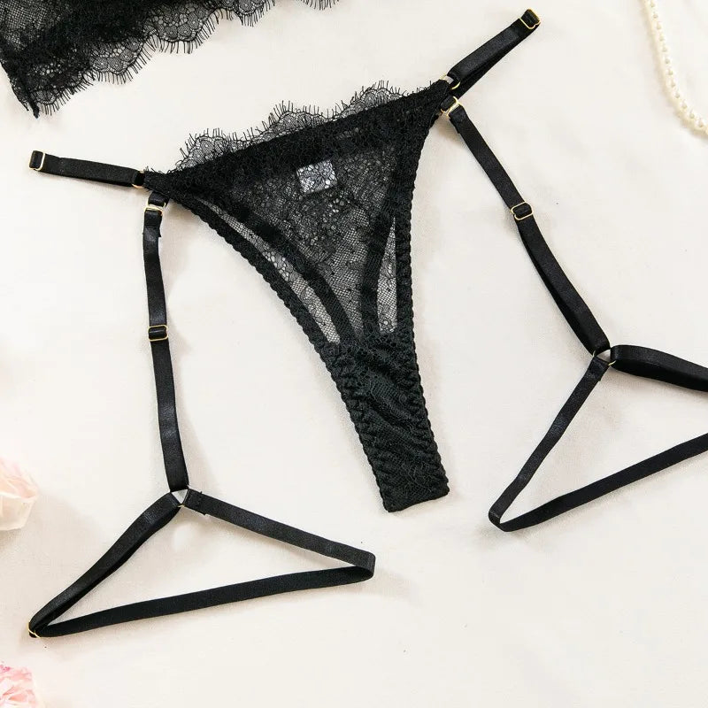 Toucheart Sexy Lingerie Suit Female Sexy See-through Lace Halter Bra SetAdjustable Leg Ring Set for Women Sexy Underwear New