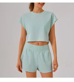 New Yoga Short Sleeve Women Running Fitness Shirt Summer Quick Drying Sleeveless Running Loose Fit Sports T-shirt Workout Top