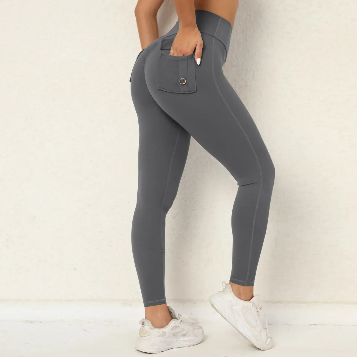 Women's Seamless Yoga Leggings Pants Sports Fitness Peach Hip-lifting Workwear Pocket Tight Trousers Workout Gym Leggings