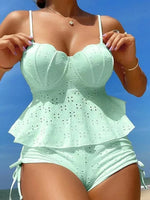Women's Bathing Suit Two Pieces Push Up Tankini Set Summer Sexy Beach Wear White High Waisted Swimwear Women Swimsuit Shorts