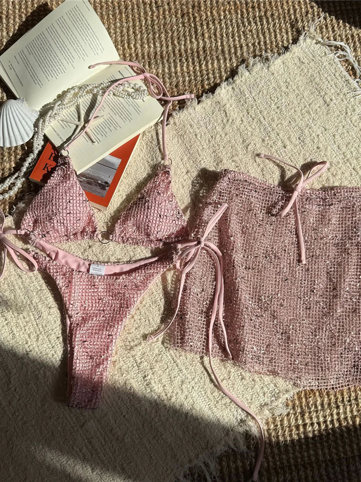 3PCS With Hollow Out Skirt Halter Bikini Female Swimsuit Women Swimwear Three-pieces Bikini Set Bather Bathing Suit Swim V6451