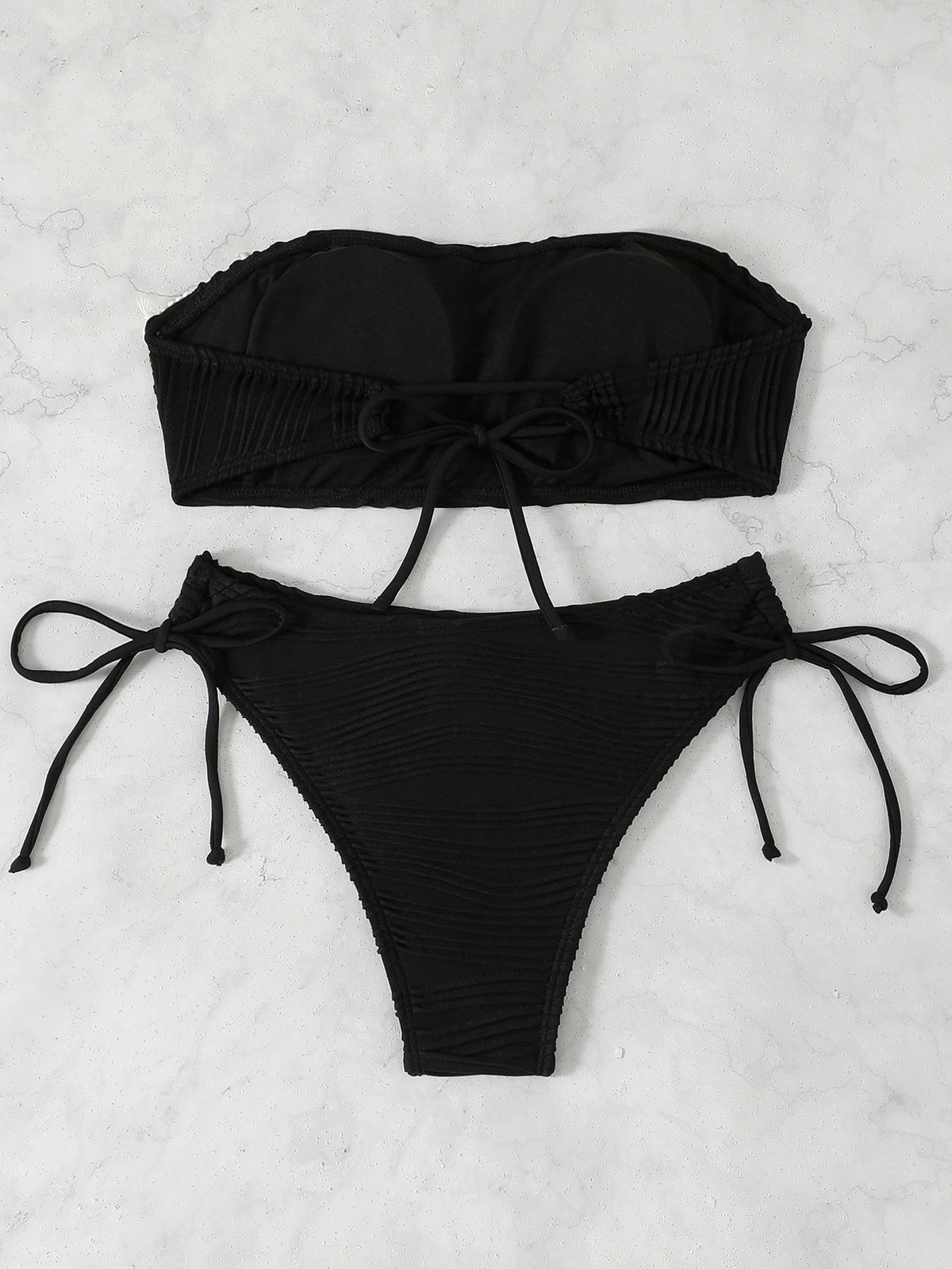 Contrast Binding Bandeau Bikinis 2026 Women Sexy Swimsuit Solid Padded Swimwear Female Bathing Suit Swimming Summer Beachwear