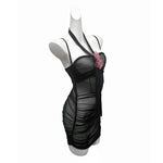 Sexy Transparent Dress Backless Deep V Suspenders Sleeveless Hanging Neck Flower Dress Mesh Pure Desire Casual Style Dress QFZO