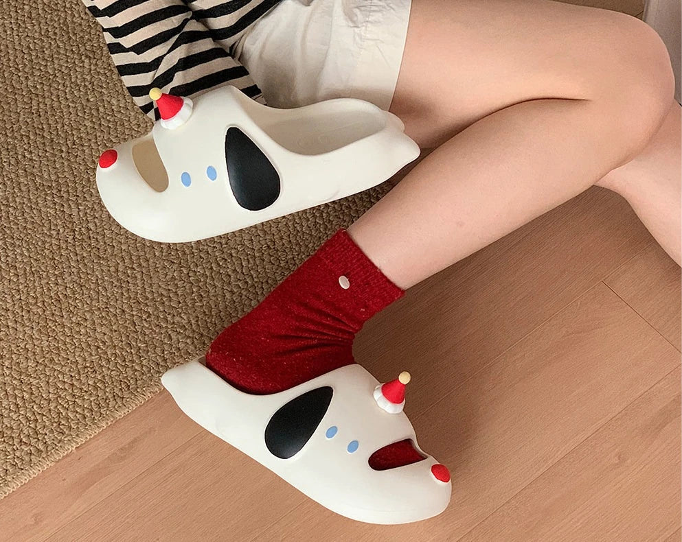 Cute Cartoon Dog Indoor Street Slippers For Women Summer House Shoes Soft EVA DIY Funny Birthday Hat Girls Home Beach Slides