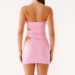 Sexy Strapless Dress for Women Bodycon Bandeau Dress Stylish Solid Hollow Out Tube Slim FitMini Dress for Party Clubwear