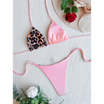 XS - L 8 Color Splicing Halter Leopard Bikini Female Swimsuit Women Swimwear Two-piece Bikini set Bather Bathing Suit Swim V3736