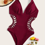 2024 Sexy Women's Cross One Piece Swimsuit Black Cut Out Swimwear Women Bathing Swimming Suit Female Beachwear Outdoor Bodysuit