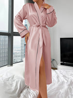 Long Nightgown Summer Thin Fashion Simple Home Wear Ladies Sexy Cardigan Bathrobe