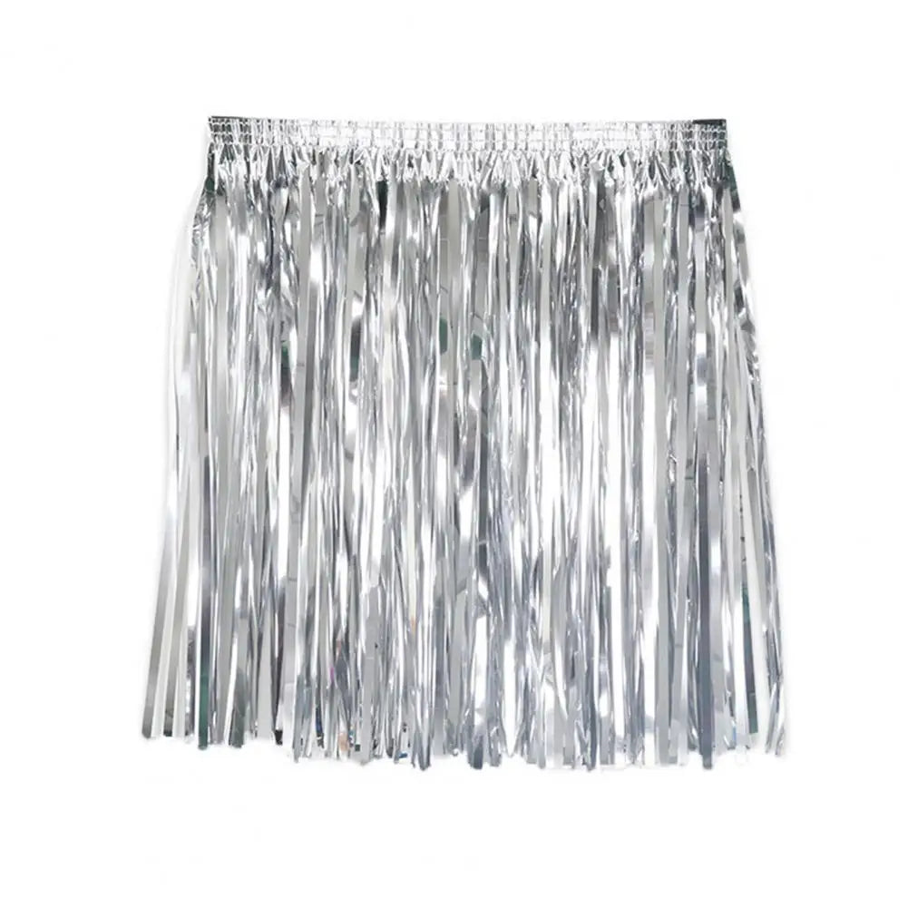 Bright Colors Beach Dance Skirt Hawaii Skirt Elastic Mid-rise Adults Kids Mini Skirt Rain Fringe Tassels Adjustable Curtain