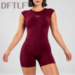 DFTLF Impact Short Sleeve One Piece Seamless Backless Yoga Workout Sports Clothes Women Gym Slim Fit Running Fitness Bodysuit