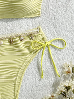 XS - XL Wrinkled Shells Bandeau Bikini Women Swimwear Female Swimsuit Two-pieces Bikini Set Bather Bathing Suit Swim Beachwear