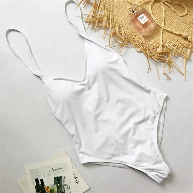 2026 V Neck Scrunch Butt Female Swimwear One Piece Swimsuit Women Backless Monokini Sexy High cut Bathing Suit Swim Bodysuit