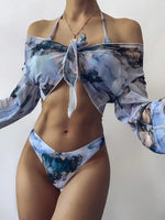 Sport Bikini Set Sexy Women Swimsuit Push Up High Waist Marble Blooming Print Swimwear Female Bathing Suit Banadores Mujer 2026