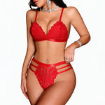 2pcs/pcak Red Sexy Lace Women Underwear Sets Non-wire 3/4 Cup Bra and Panties Bralette Female Comfy Intimates Sexy Lingerie Set