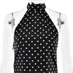FDYOUI Woman Clothes Halter Sleeveless Polka Dot Satin Short Dress 2026 Summer Sexy Bandage Backless Mini Evening Party Dresses