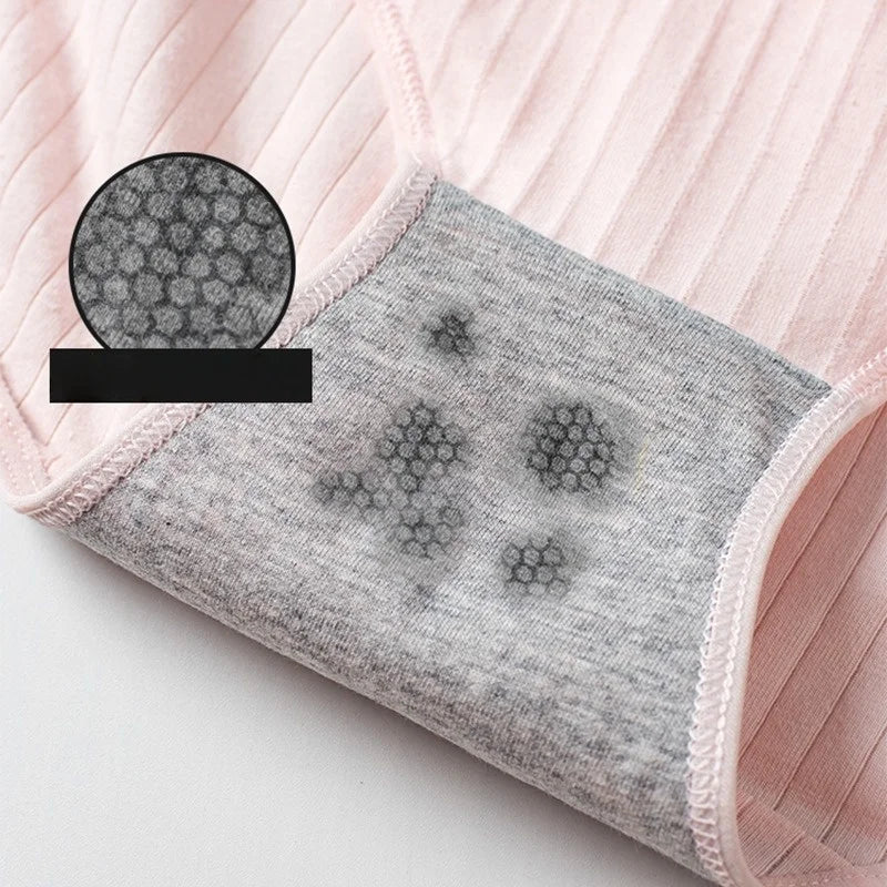 4Pcs/Set Women's Mid-Rise Cotton Panties Breathable Soft Ribbed Underwear Solid Lingerie Stretchy Comfort Daily Briefs M-XL
