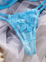 Women's Lingerie Sweety Lace Embroidery Underwear Set Blue Pure Desire Adult Underwear Fancy Transparent Intimate Lingerie Set