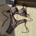 Leopard Print Halte String Bikinis Sets De Mujer 2026 Triangle Swimwear Sexy Swimsuit Women Summer Bathing Suit Biquinis Bikini