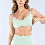 HISTELLO Impact Scoop Neck Bra Seamless Gym Tank Top Women Yoga Clothing Open Back Pilates Workout Running Fitness Underwear