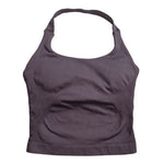 Gym Top Women Clothes Strappy Workout Tank Top Padded Sports Bra Backless Yoga Shirts Seamless Gym Crop Top Halter Fitness Vest