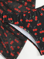 With Mesh Skirt Cherry Printed Bikini Female Swimsuit Women Swimwear Three Pieces Bikini Set Halter Bathing Suit Swim Beachwear