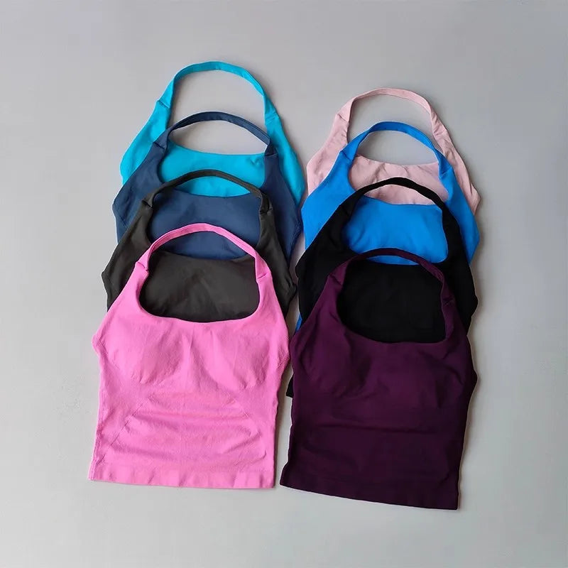 Neck Halter Yoga Vest Shockproof Running Sports High-strength Sports Underwear Fitness Pilates Suspender Beautiful Back Summer
