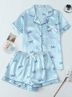Women Leopard Print Pajama Set Lapel Button Down Short Sleeve Top & Shorts 2‑Piece Ladies Summer Sleepwear Home Loungewear