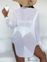Plain Open Front Kimono Beach Cover Up Women Long Sleeve Tunic Dress 2026 Swimsuit Swimwear Bathing Suit