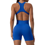 Seamless Yoga Jumpsuit Sleeveless Shorts One Piece Yoga Suit Sexy Cutout Backless Top Women Playsuit Gym Summer Workout Clothes