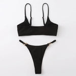 11 Colors Sexy Ribbed High Cut Bikini Women Swimwear Female Swimsuit Two-piece Bikini Padded set Bather Bathing Suit Swim V7111B