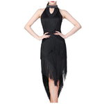 Women's Sparkling Sequin Carnival Irregular Tassel Dress Latin Dance Stage Costume Squins Fringe Tassel Sexy Bodycon Party Dress