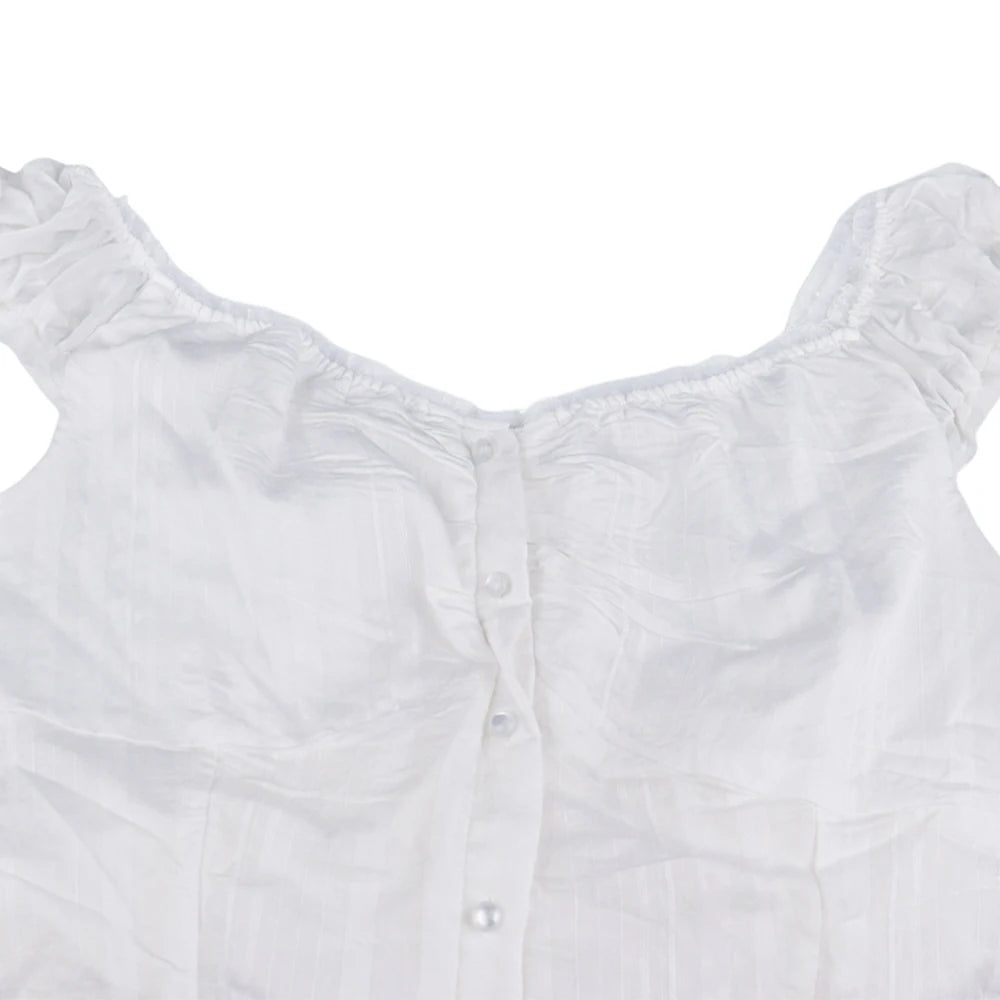 Phantasy Y2K Women Tops White Lace T-Shirt Button Tees Vintage French Style Tops 2025 Spring Summer Tops Female Streetwear
