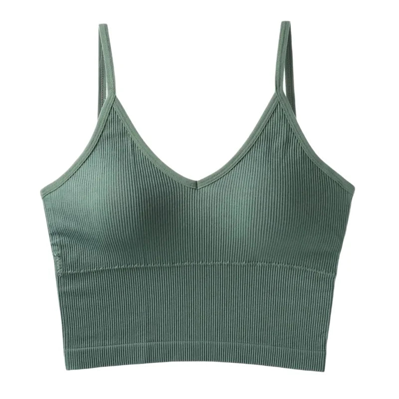 Women Tank Tops Sports Cropped Low Back Bralette Seamless Underwear Female Crop Top Sexy Lingerie Padded Camisole