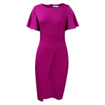 2025 Women Plus Size Bodycon Dress Fashion Elegant Commuter Sexy Short Sleeved Office Vestidos Solid Color High Waisted Dresses