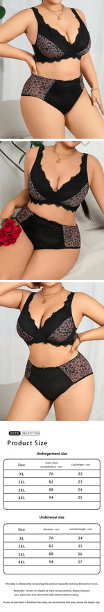 Plus Size Sexy Lace Lingerie Set, Seamless Push-up Bra with Side Support for Full Bust Support