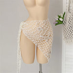 New 3D Star Hollow Out Crochet Knitted Sarong Pareo Beach Dress Beach Wear Beachwear Beach Cover Up Cover-upsFemale Women V7309