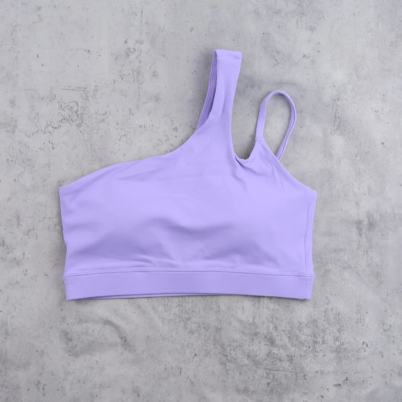 DIA FIT JOY Yoga Sports Bra Single Shoulder Irregular Strap Naked feel Sensation Beautiful Back Design Comfortable Breathable