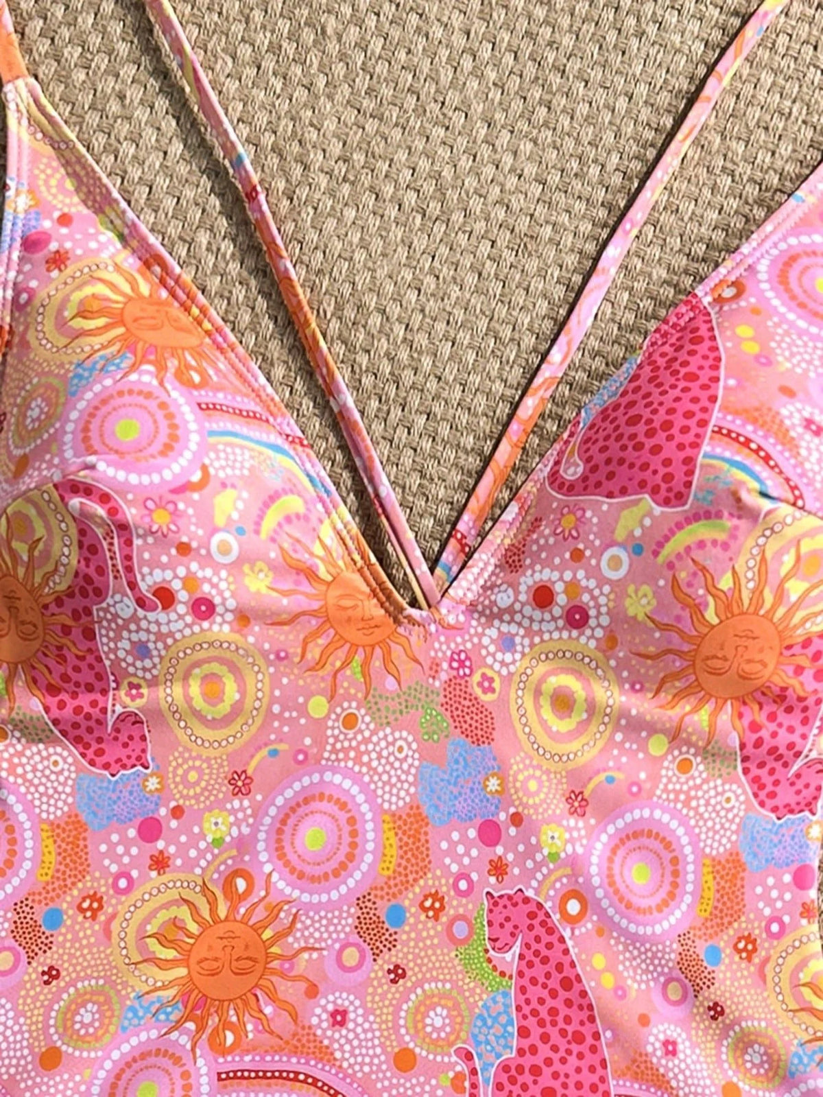 Sexy Pink Floral Print Swimwear Women 2026 Deep V Neck Slim Tummy Control One Piece Swimsuit Beach Hoiday Bathing Suit Monokini